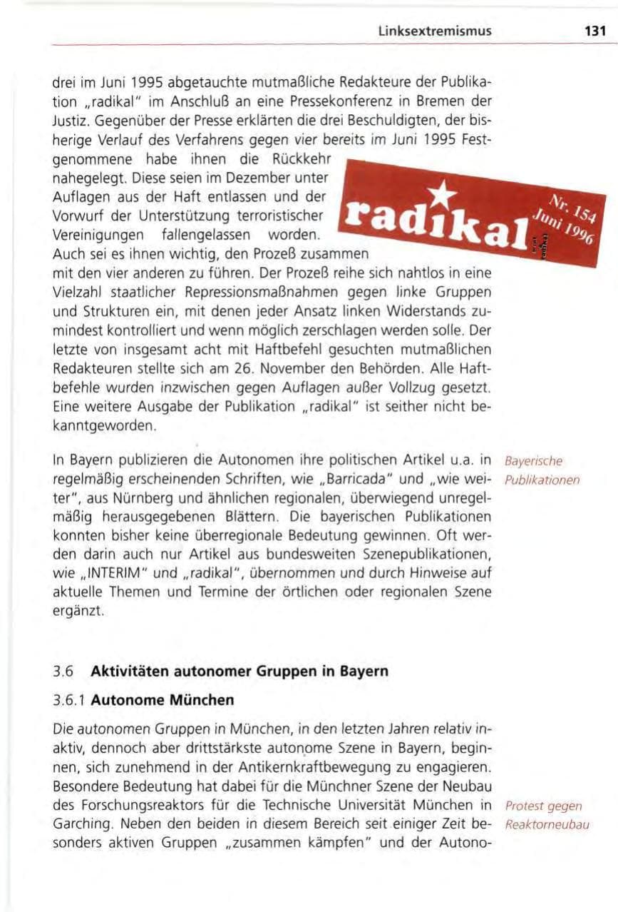 Seite 131 des Verfassungsschutzbericht 1996 Bayern