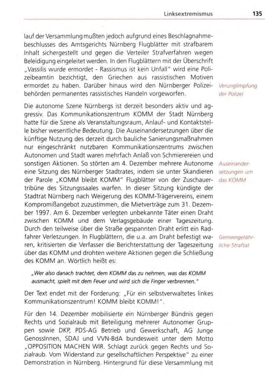 Seite 135 des Verfassungsschutzbericht 1996 Bayern