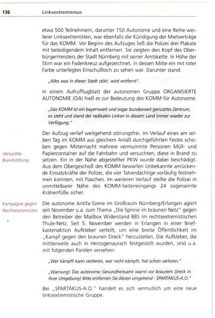 Seite 136 des Verfassungsschutzbericht 1996 Bayern
