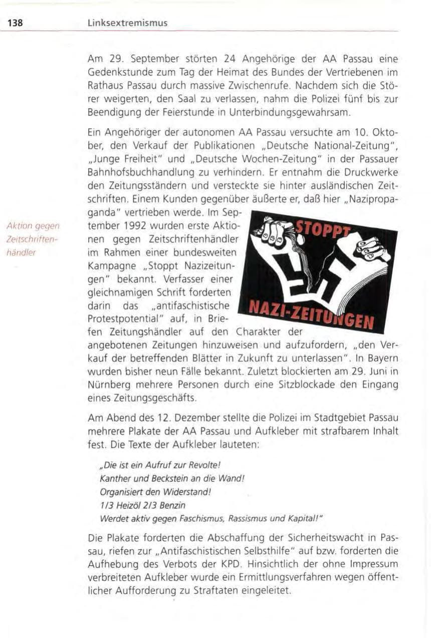 Seite 138 des Verfassungsschutzbericht 1996 Bayern