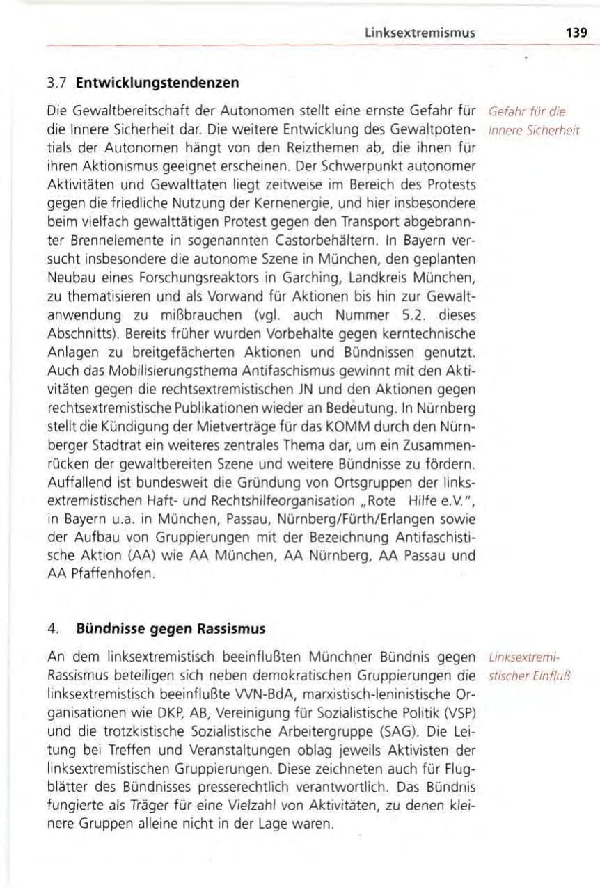Seite 139 des Verfassungsschutzbericht 1996 Bayern