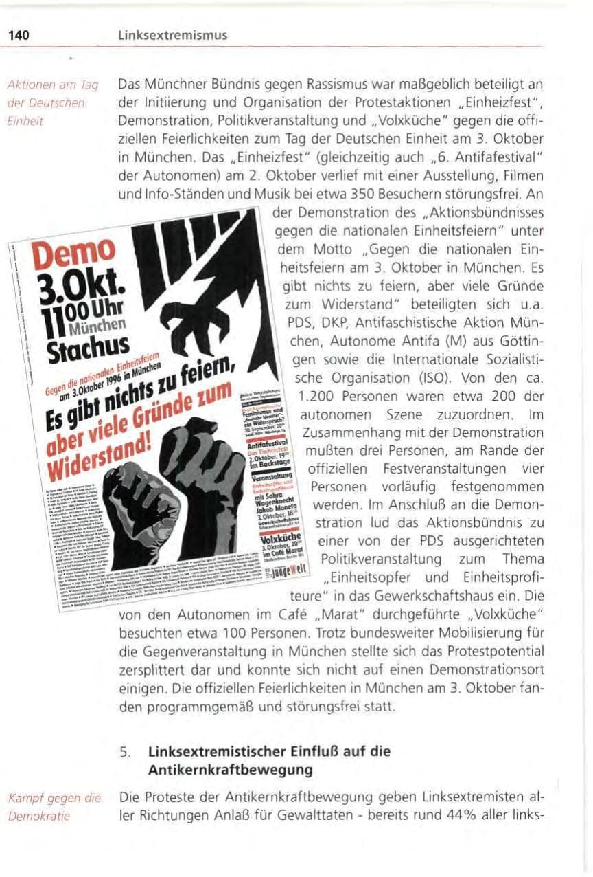 Seite 140 des Verfassungsschutzbericht 1996 Bayern