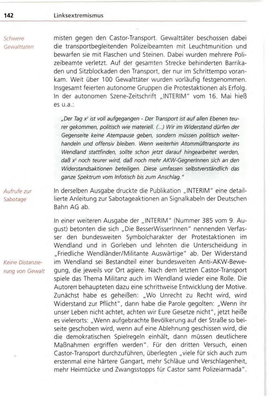 Seite 142 des Verfassungsschutzbericht 1996 Bayern