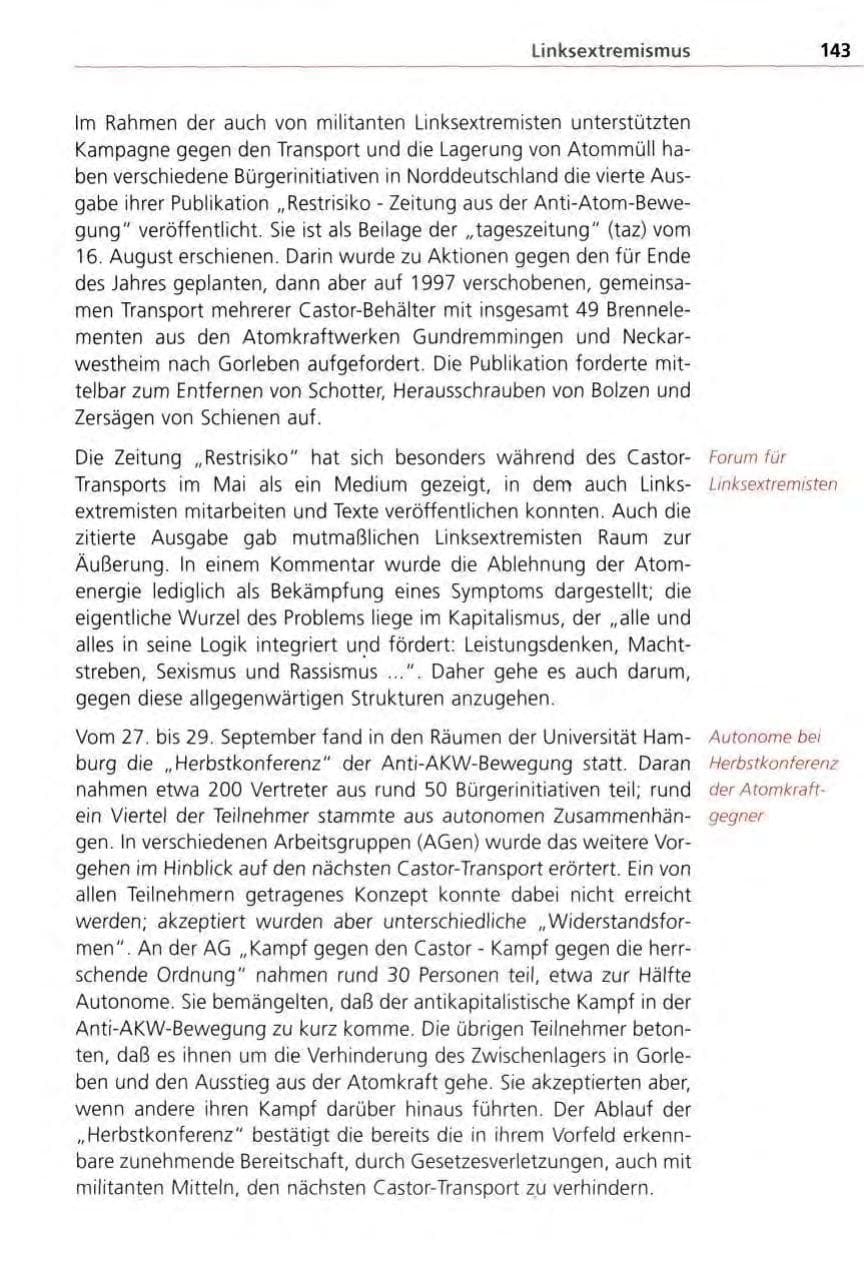 Seite 143 des Verfassungsschutzbericht 1996 Bayern