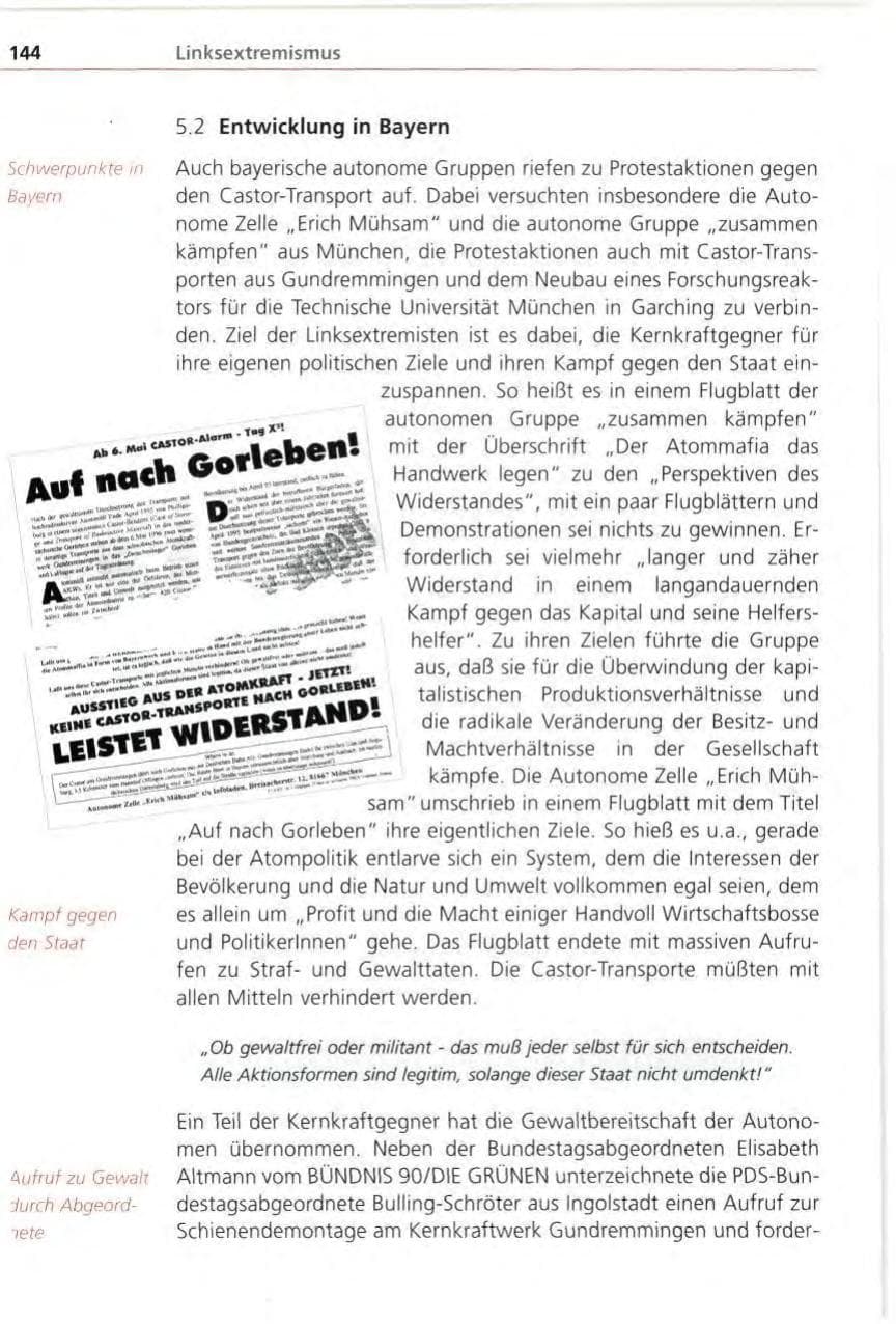 Seite 144 des Verfassungsschutzbericht 1996 Bayern