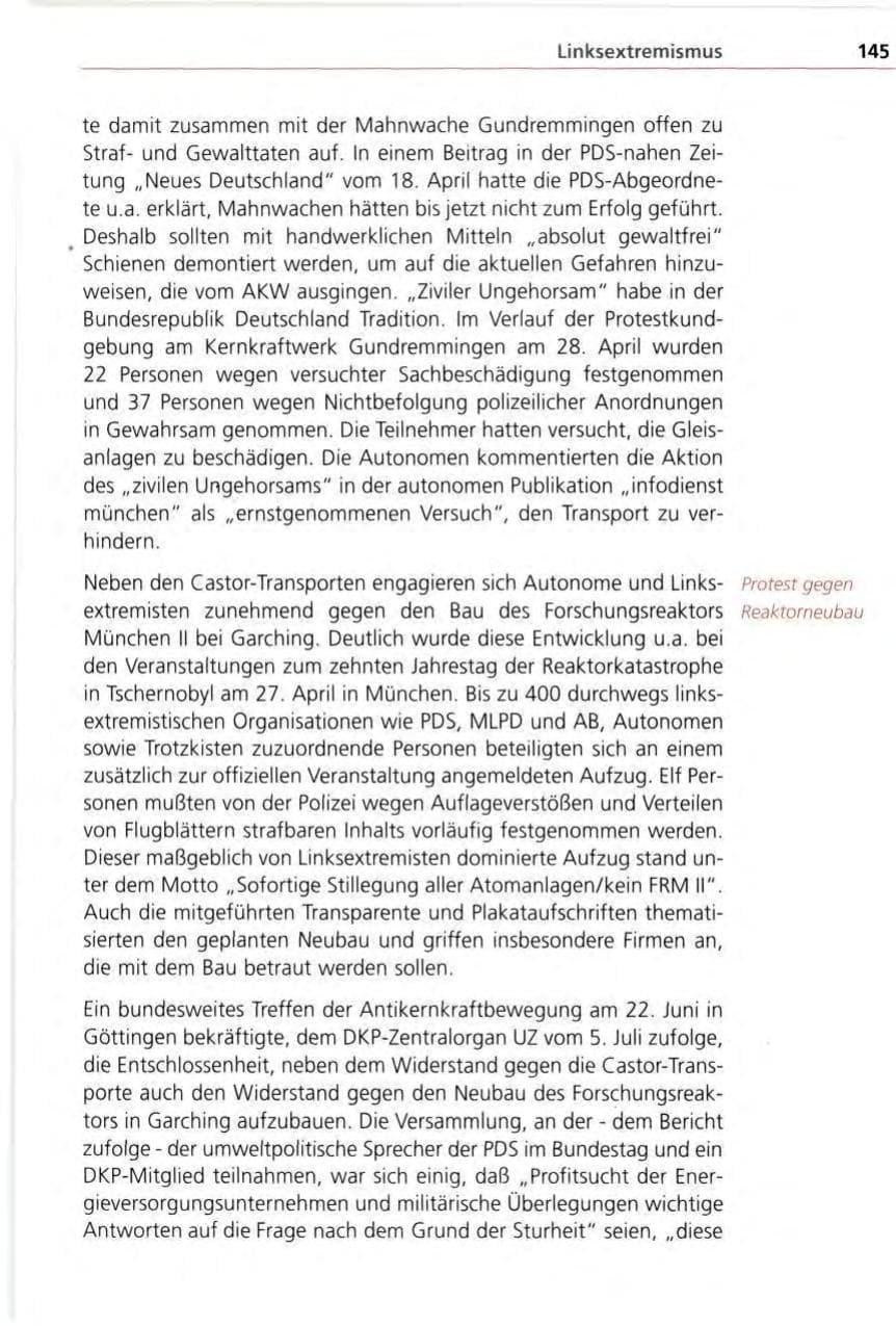 Seite 145 des Verfassungsschutzbericht 1996 Bayern