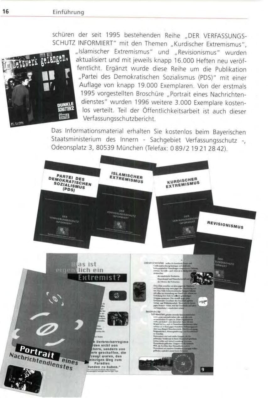Seite 16 des Verfassungsschutzbericht 1996 Bayern