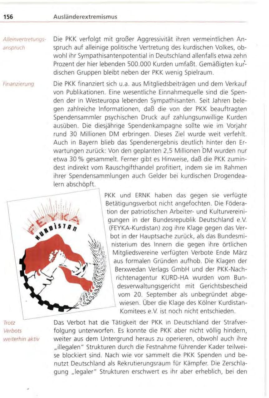 Seite 156 des Verfassungsschutzbericht 1996 Bayern