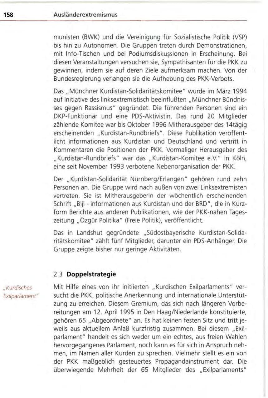 Seite 158 des Verfassungsschutzbericht 1996 Bayern