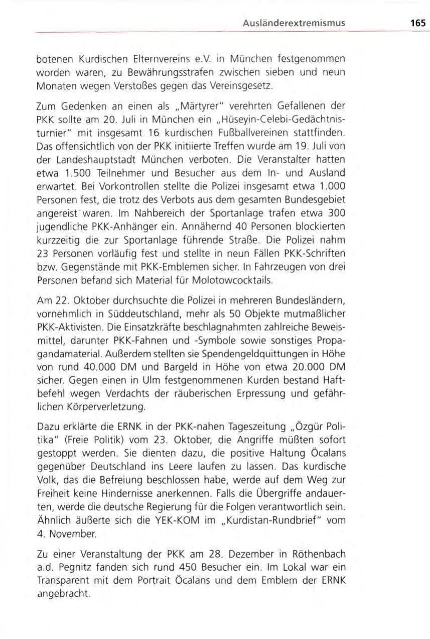 Seite 165 des Verfassungsschutzbericht 1996 Bayern