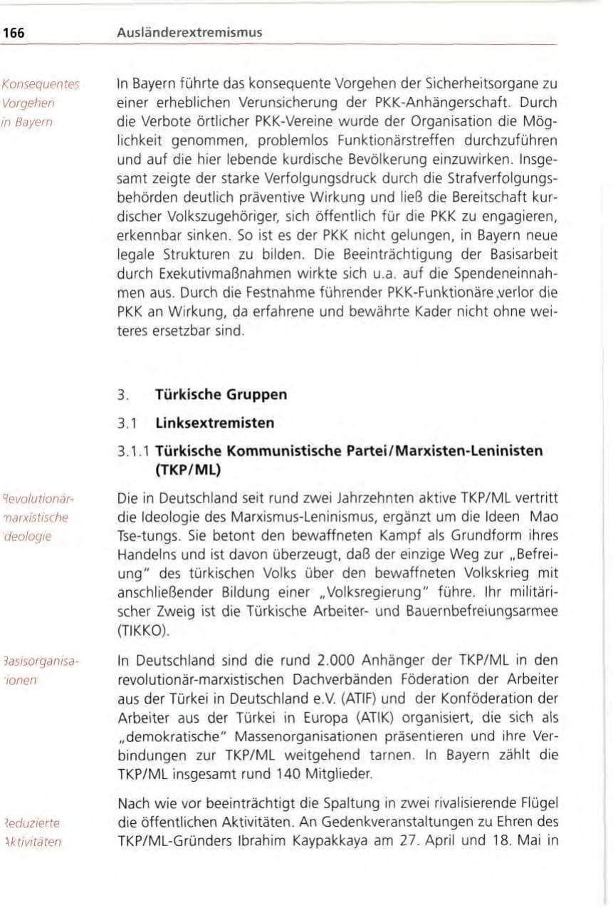 Seite 166 des Verfassungsschutzbericht 1996 Bayern
