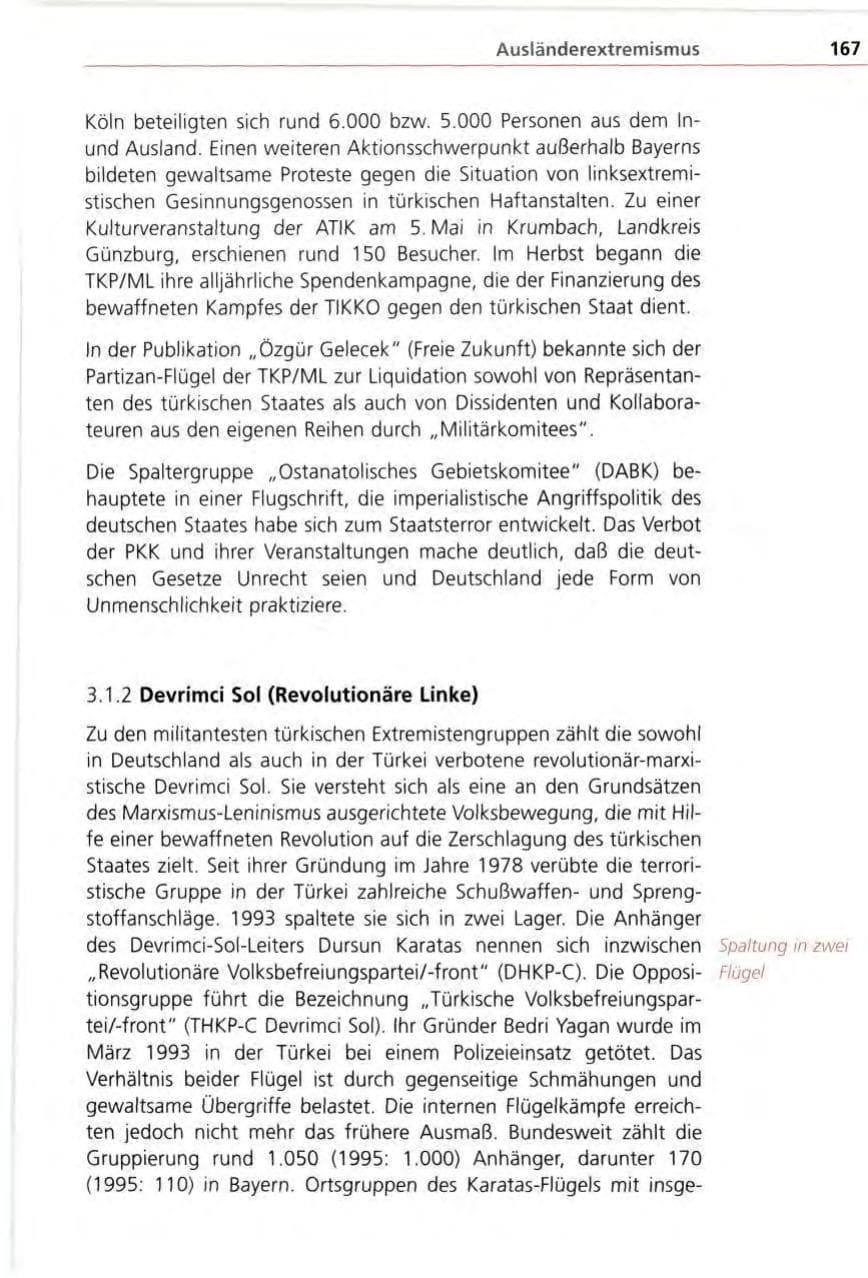 Seite 167 des Verfassungsschutzbericht 1996 Bayern