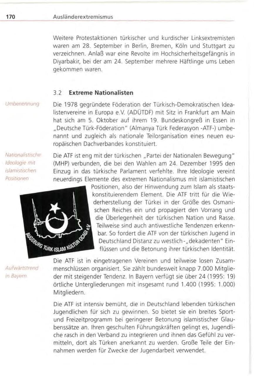 Seite 170 des Verfassungsschutzbericht 1996 Bayern