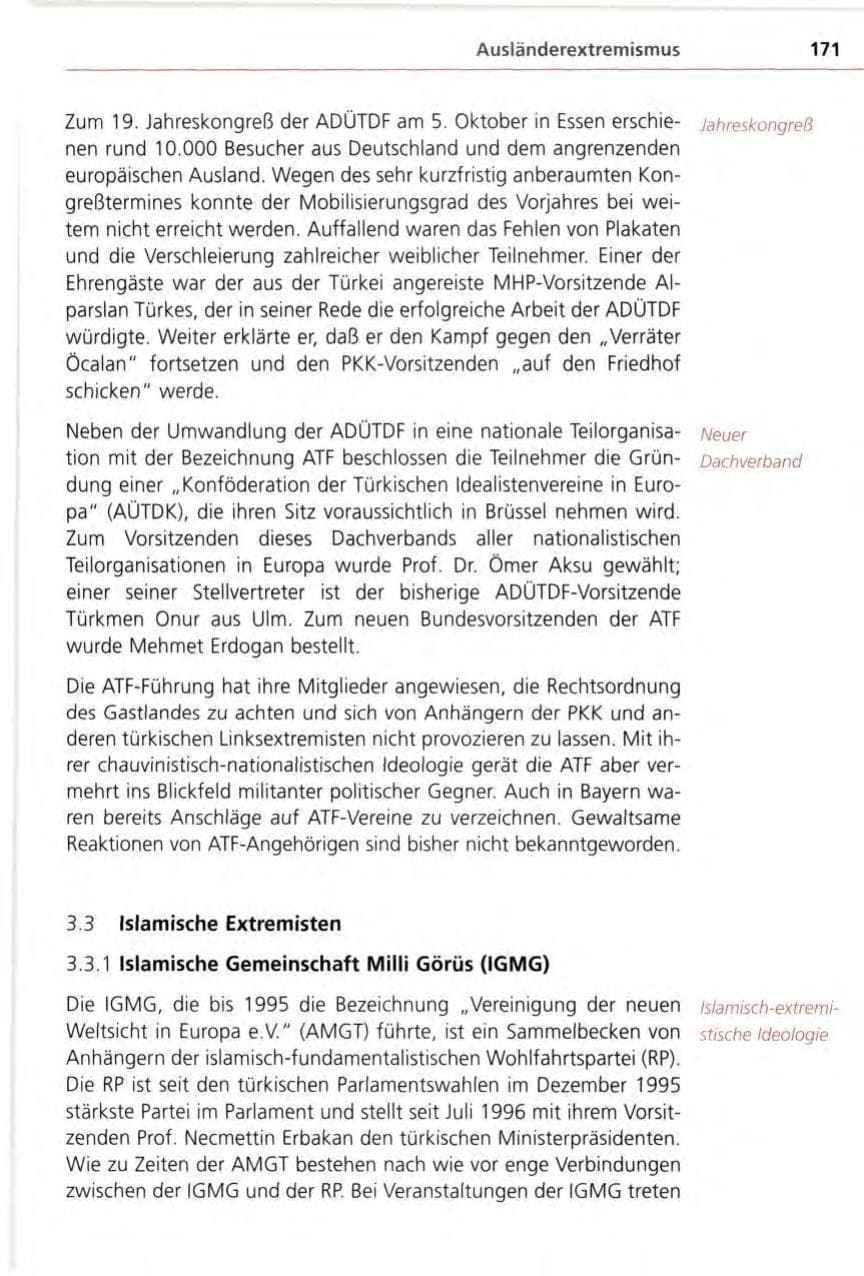 Seite 171 des Verfassungsschutzbericht 1996 Bayern