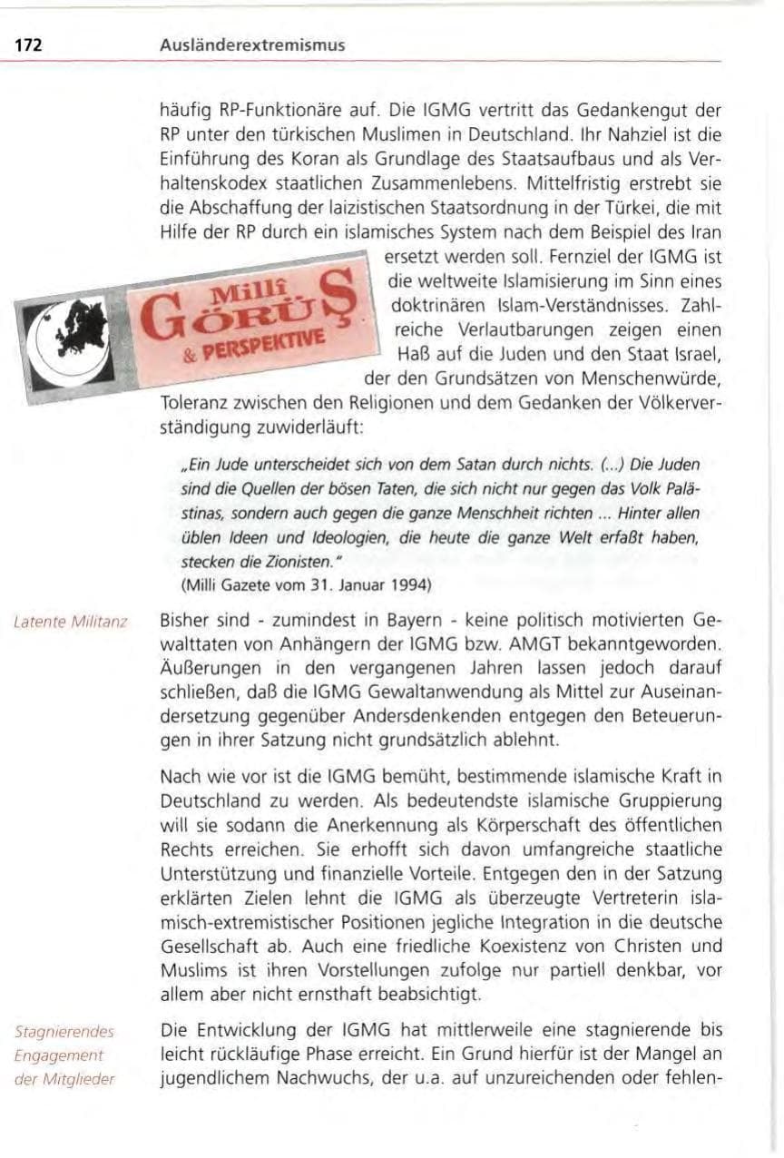 Seite 172 des Verfassungsschutzbericht 1996 Bayern