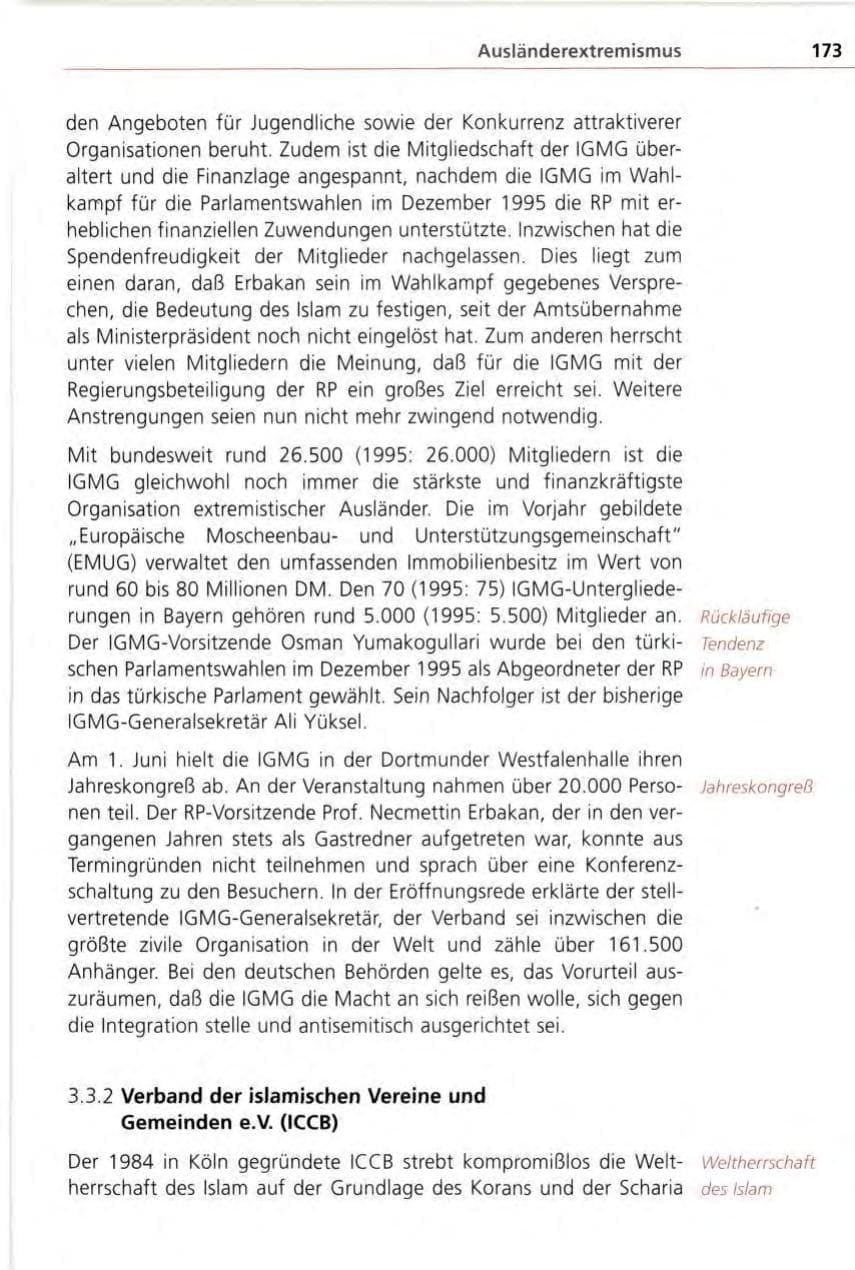 Seite 173 des Verfassungsschutzbericht 1996 Bayern