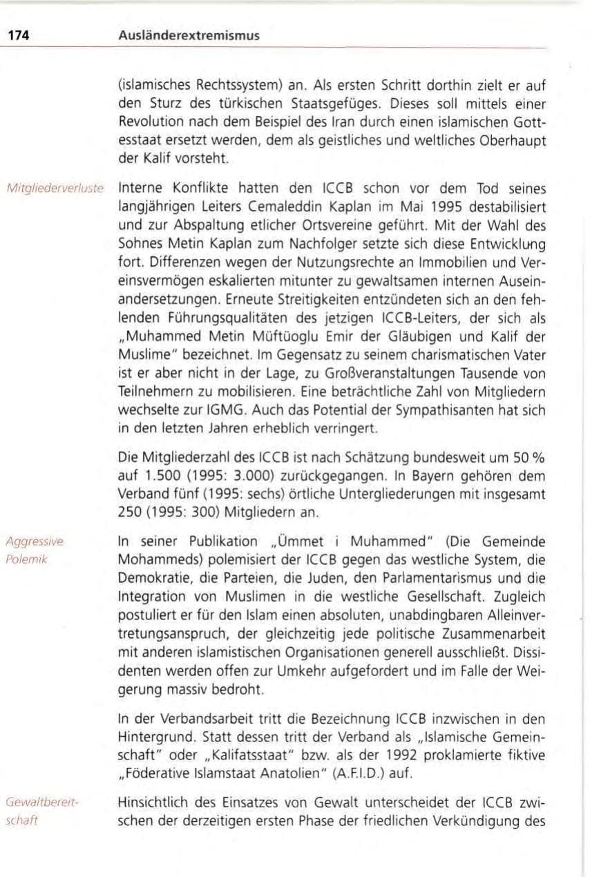 Seite 174 des Verfassungsschutzbericht 1996 Bayern