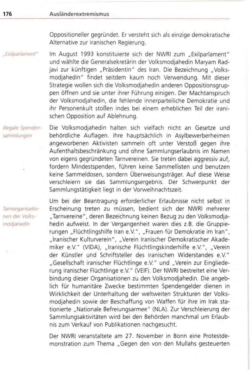 Seite 176 des Verfassungsschutzbericht 1996 Bayern