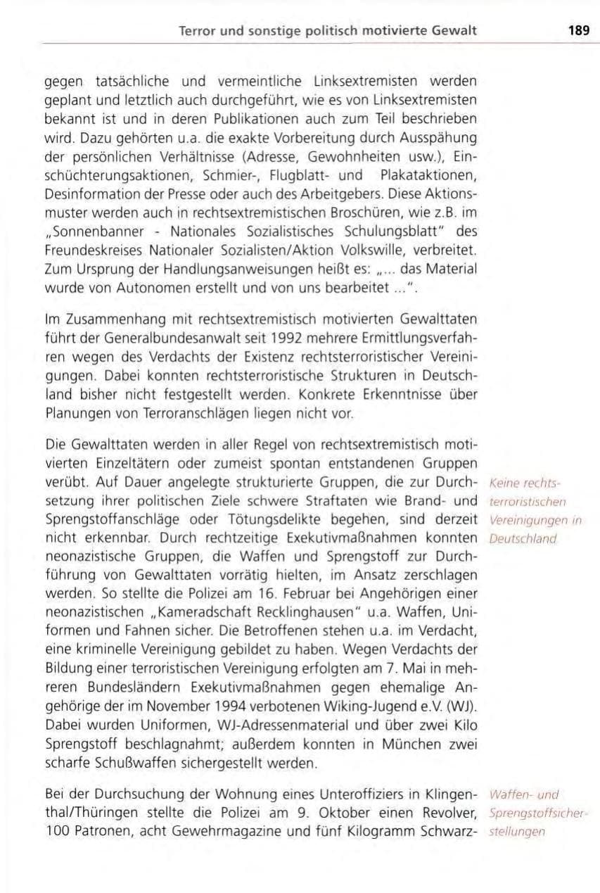 Seite 189 des Verfassungsschutzbericht 1996 Bayern