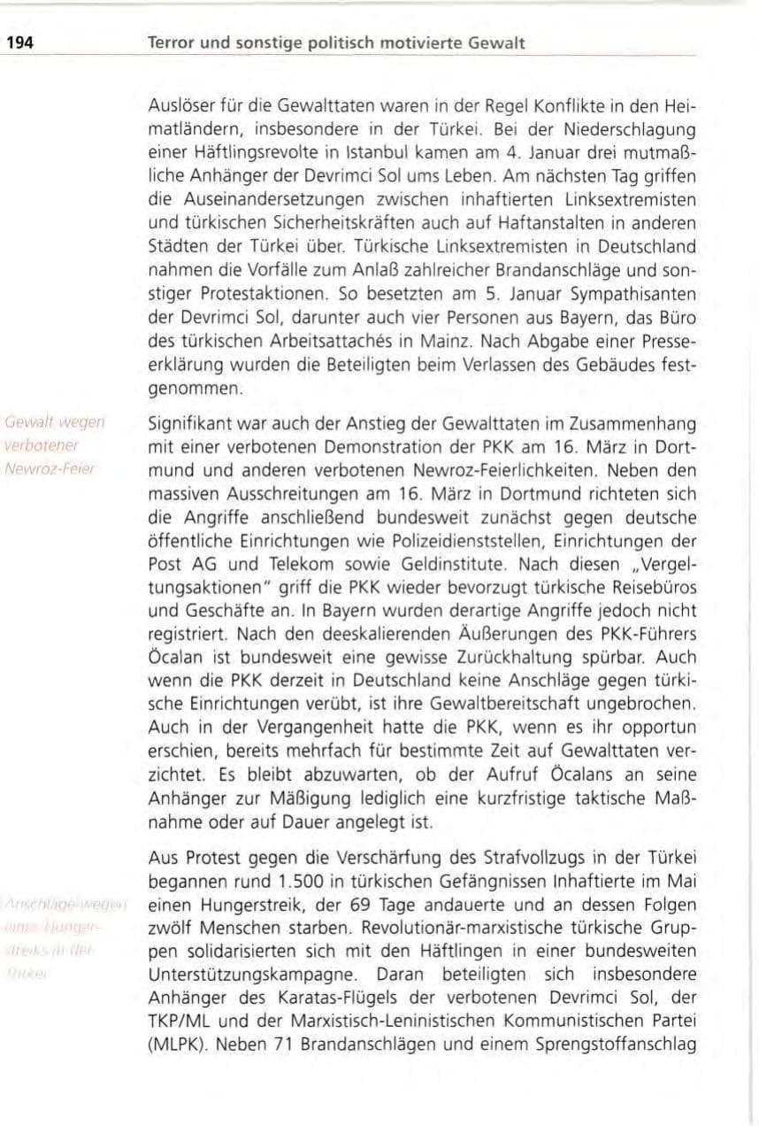 Seite 194 des Verfassungsschutzbericht 1996 Bayern