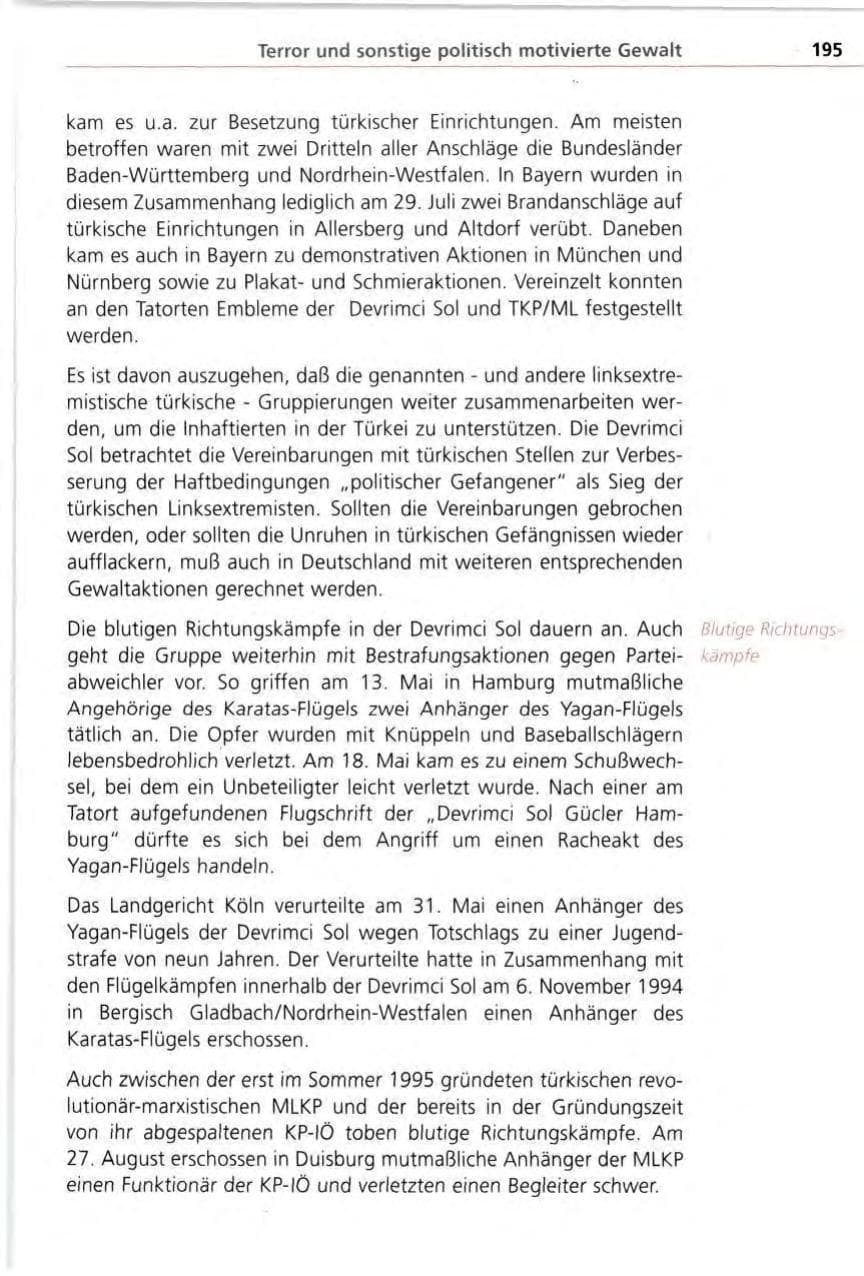 Seite 195 des Verfassungsschutzbericht 1996 Bayern