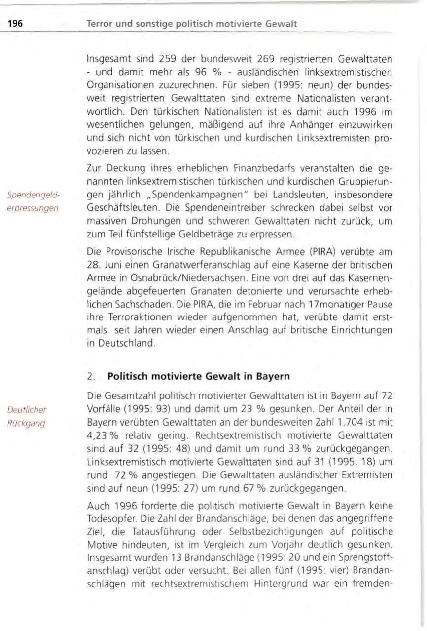 Seite 196 des Verfassungsschutzbericht 1996 Bayern