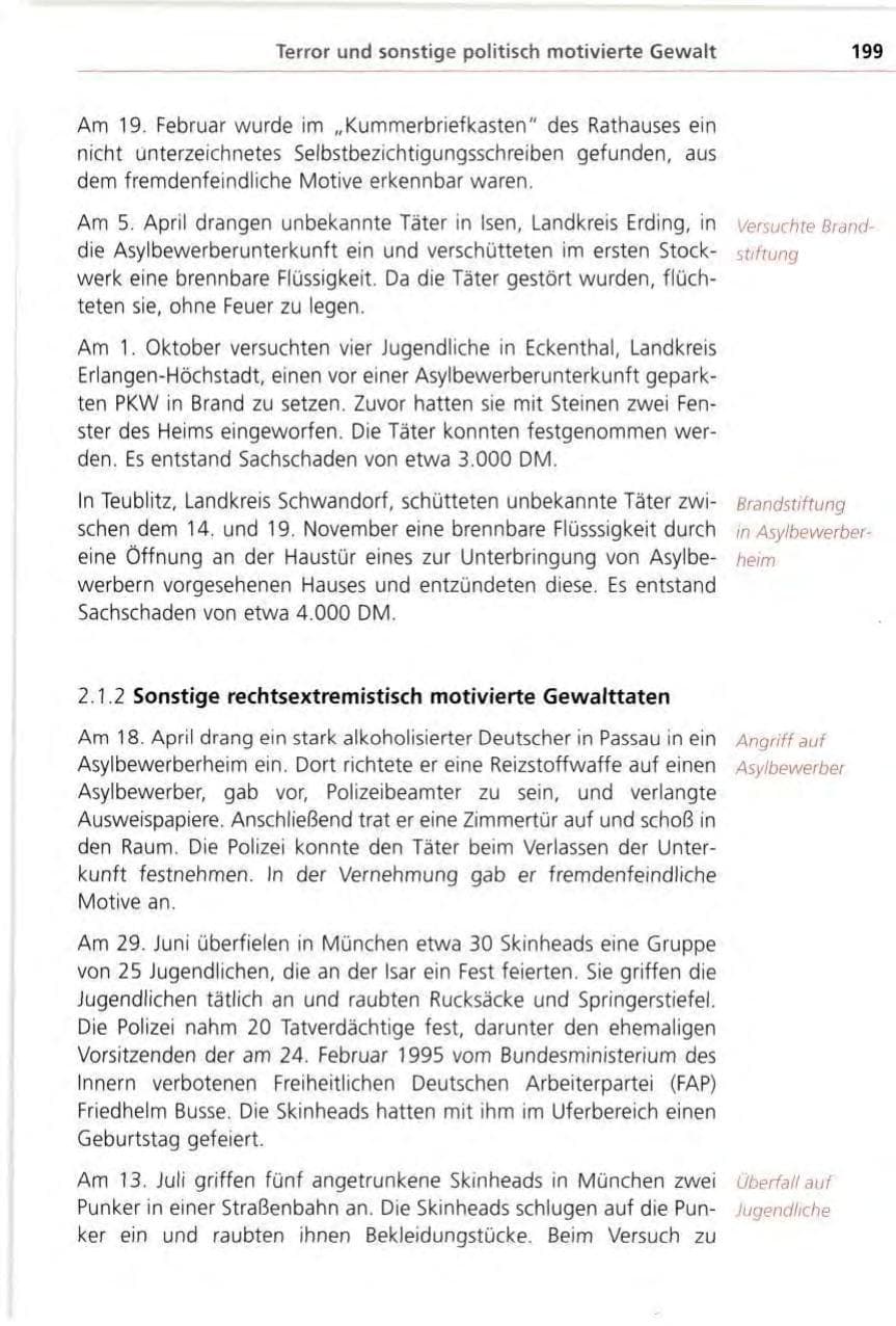 Seite 199 des Verfassungsschutzbericht 1996 Bayern