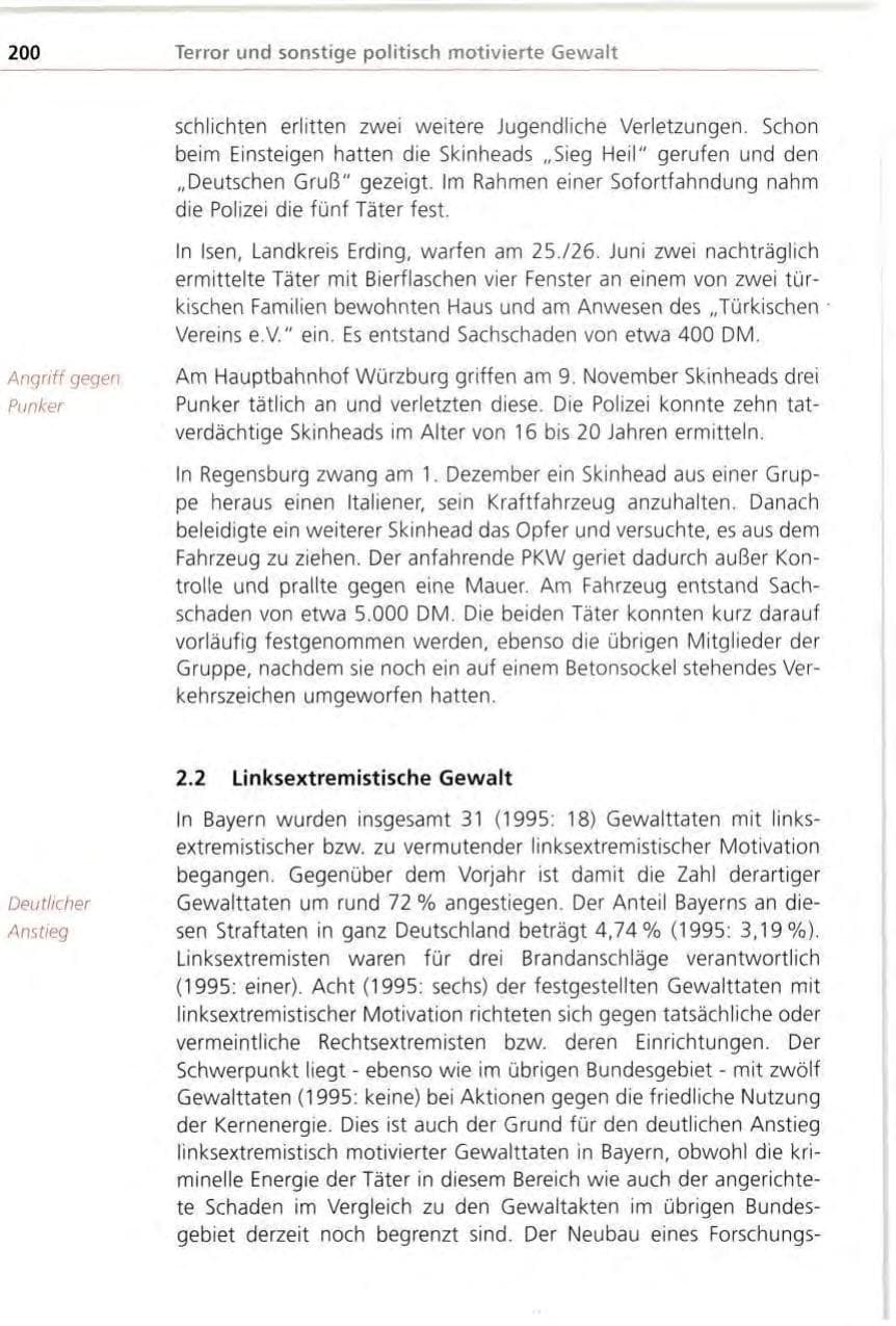 Seite 200 des Verfassungsschutzbericht 1996 Bayern