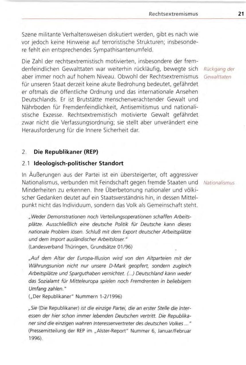 Seite 21 des Verfassungsschutzbericht 1996 Bayern