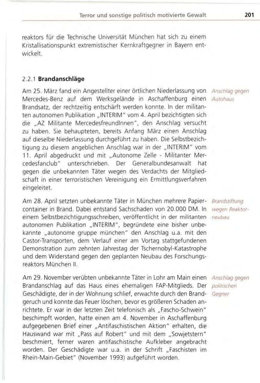 Seite 201 des Verfassungsschutzbericht 1996 Bayern