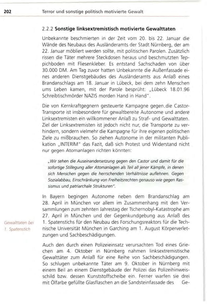 Seite 202 des Verfassungsschutzbericht 1996 Bayern