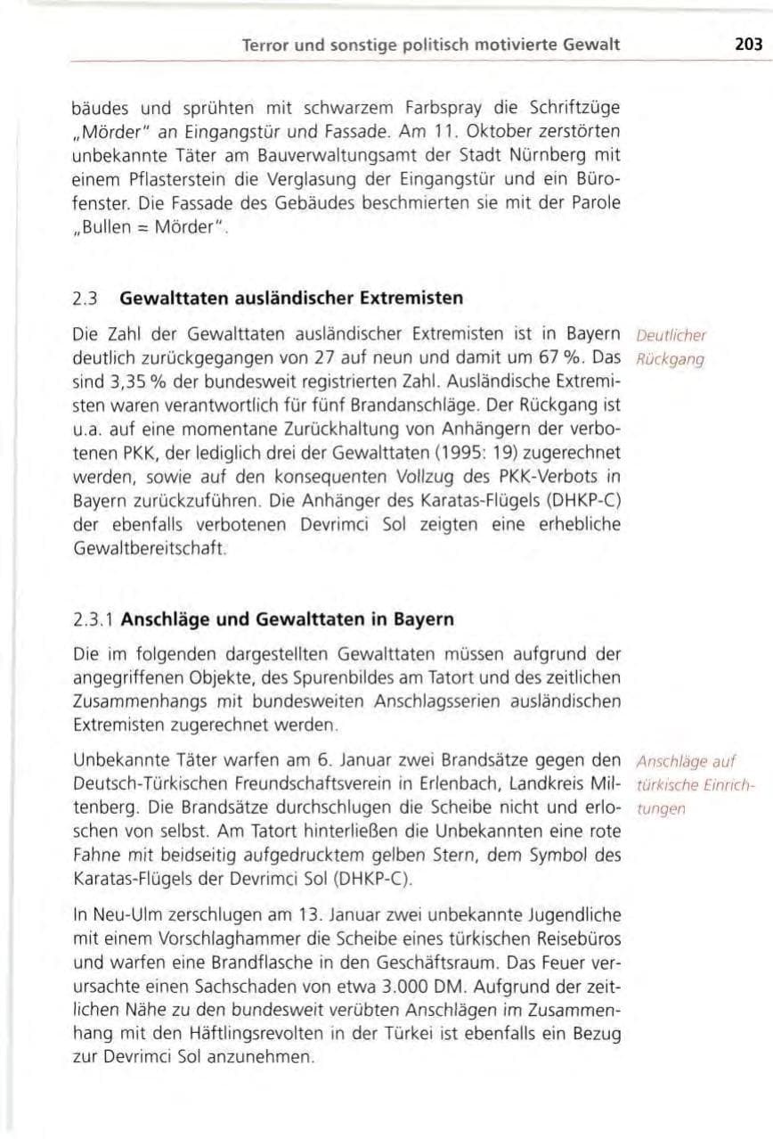 Seite 203 des Verfassungsschutzbericht 1996 Bayern