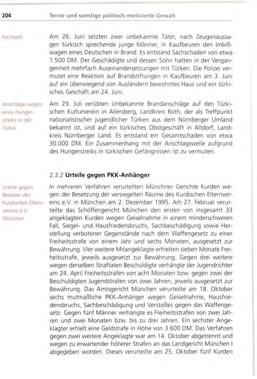 Seite 204 des Verfassungsschutzbericht 1996 Bayern