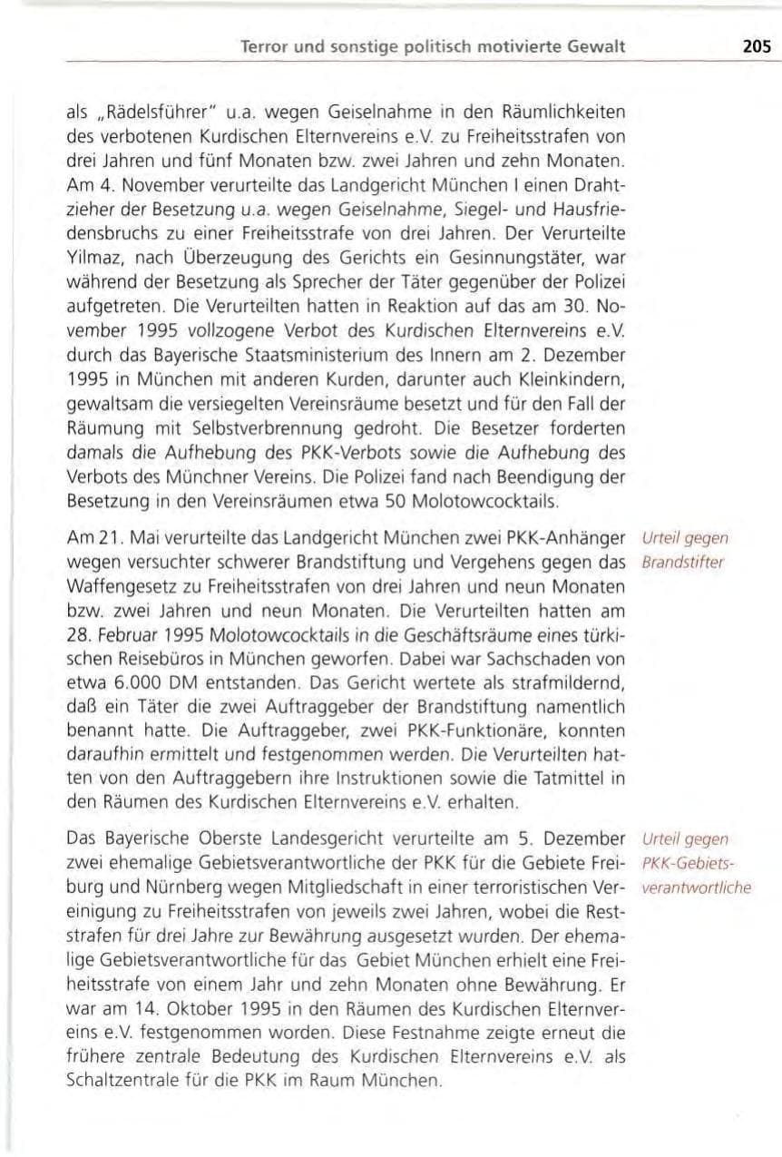Seite 205 des Verfassungsschutzbericht 1996 Bayern
