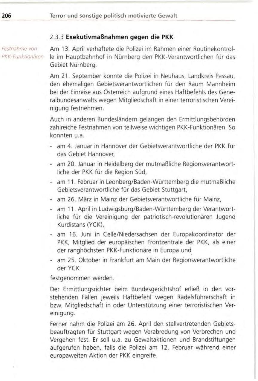 Seite 206 des Verfassungsschutzbericht 1996 Bayern