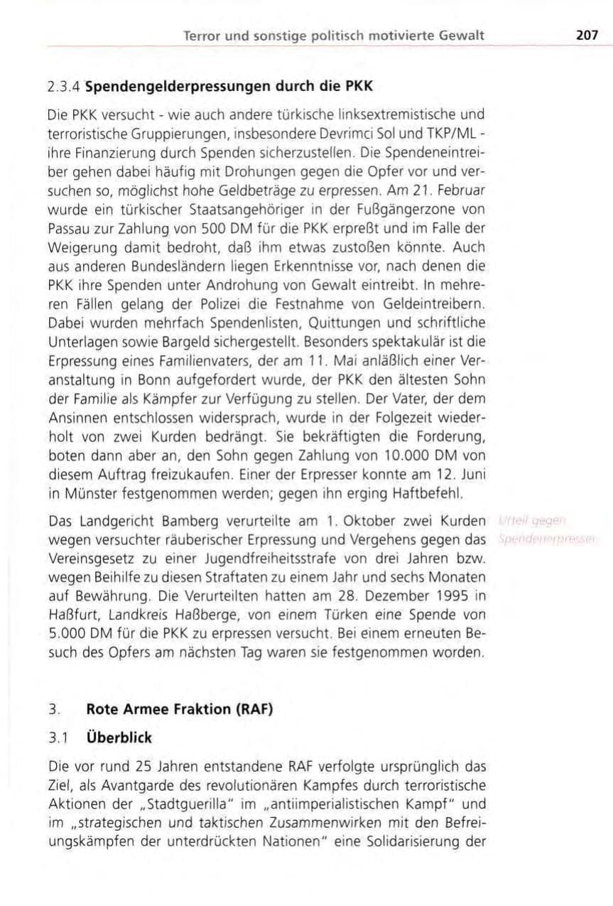 Seite 207 des Verfassungsschutzbericht 1996 Bayern