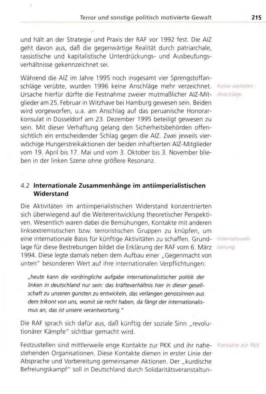 Seite 215 des Verfassungsschutzbericht 1996 Bayern