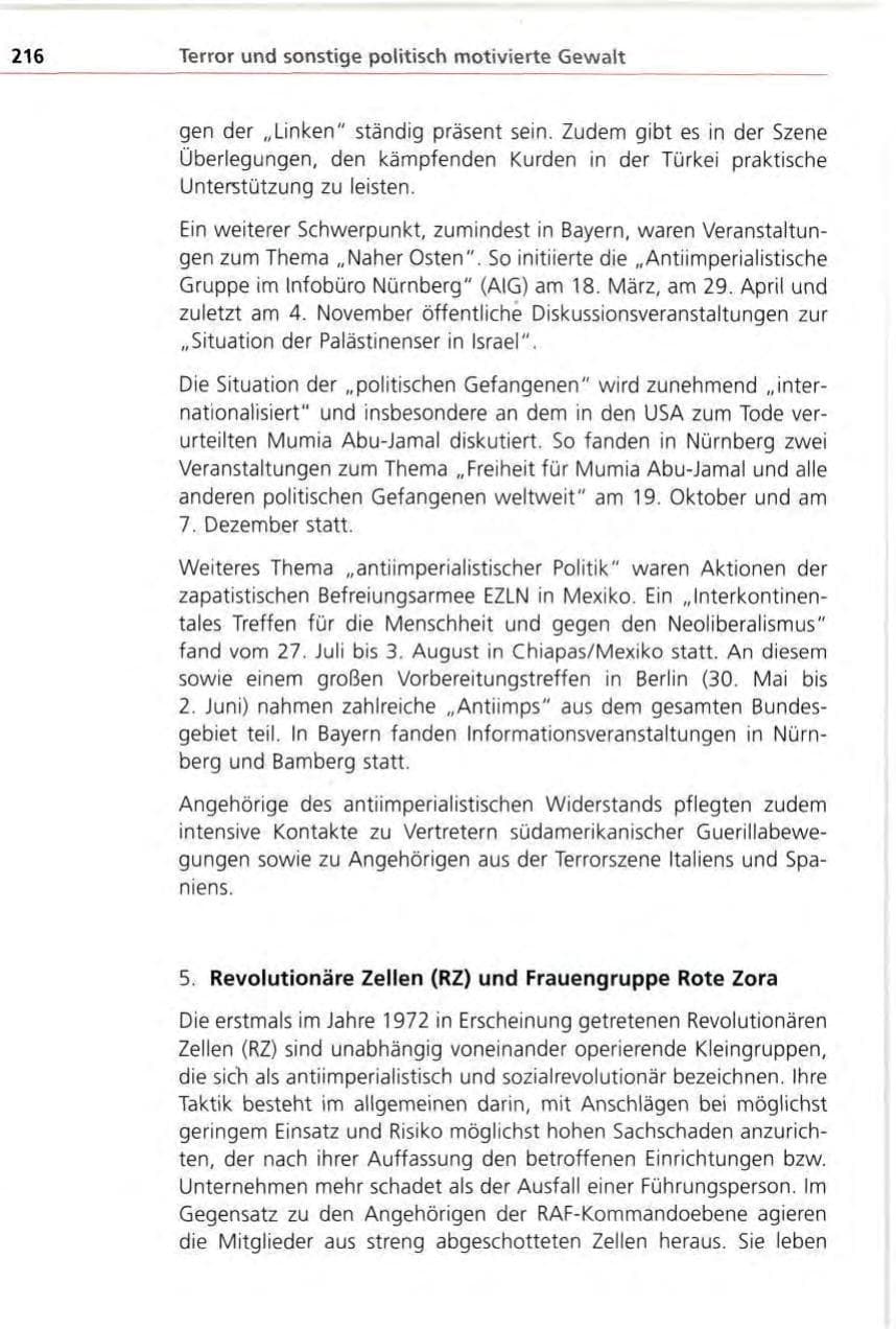Seite 216 des Verfassungsschutzbericht 1996 Bayern