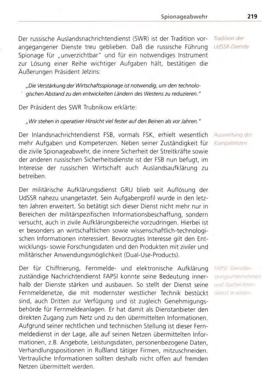 Seite 219 des Verfassungsschutzbericht 1996 Bayern