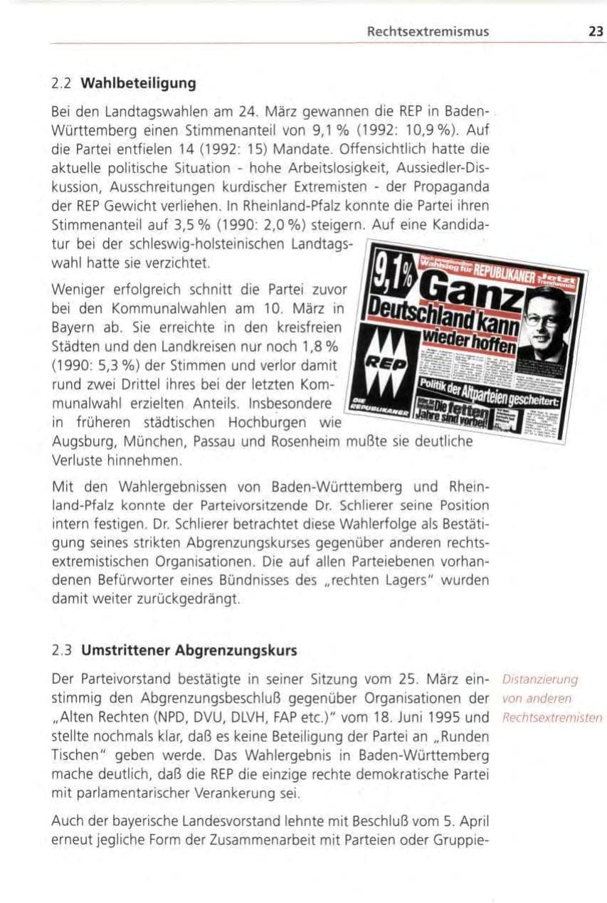 Seite 23 des Verfassungsschutzbericht 1996 Bayern