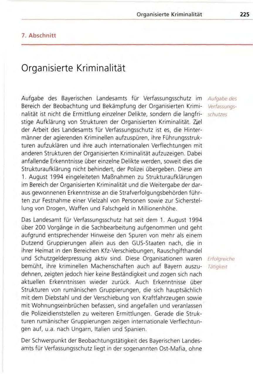Seite 225 des Verfassungsschutzbericht 1996 Bayern