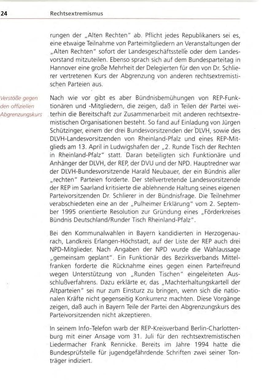 Seite 24 des Verfassungsschutzbericht 1996 Bayern