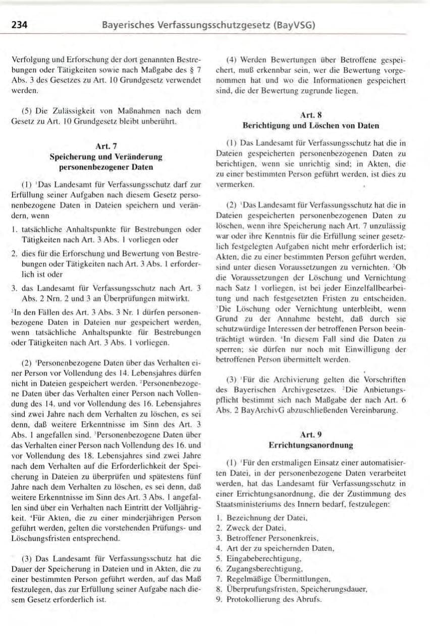 Seite 234 des Verfassungsschutzbericht 1996 Bayern