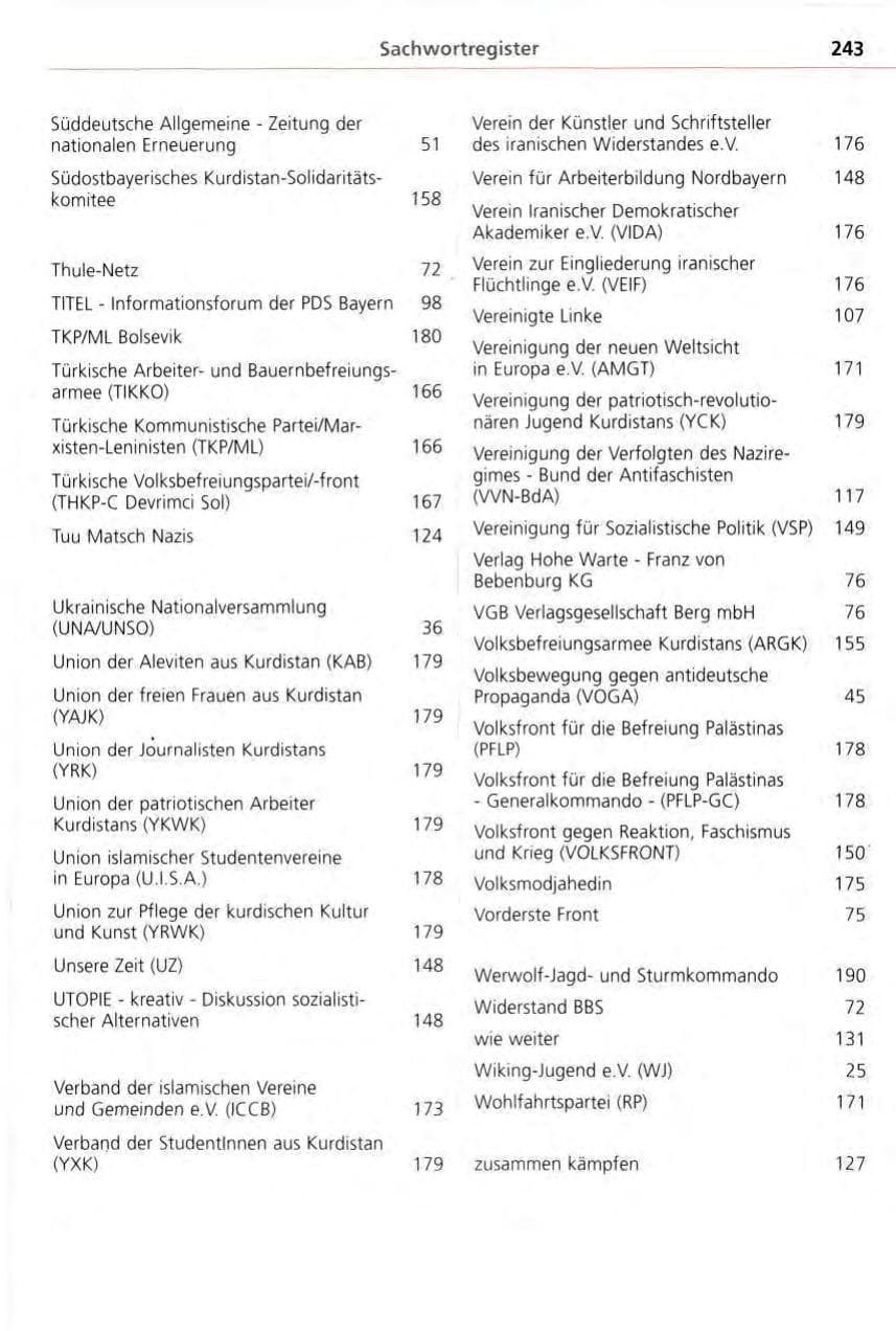 Seite 243 des Verfassungsschutzbericht 1996 Bayern