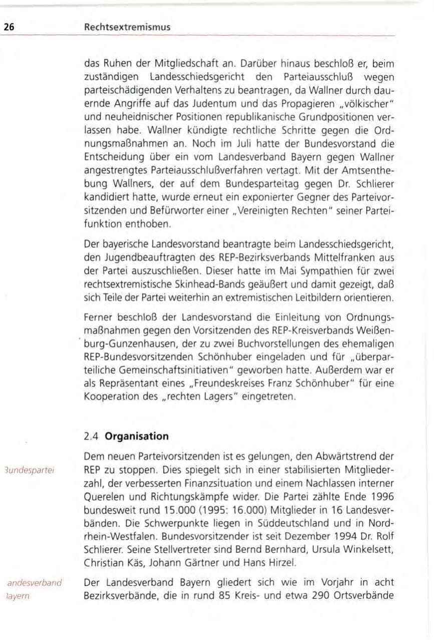 Seite 26 des Verfassungsschutzbericht 1996 Bayern