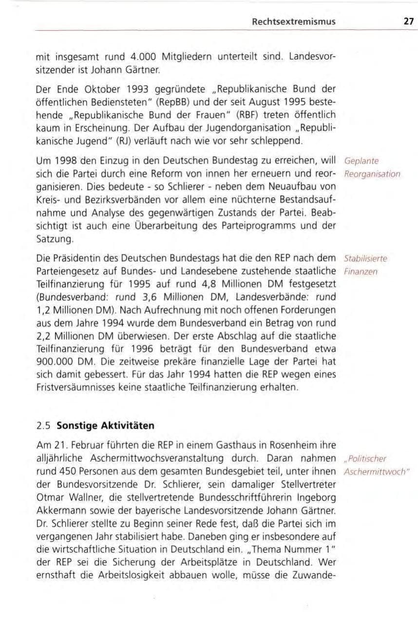 Seite 27 des Verfassungsschutzbericht 1996 Bayern