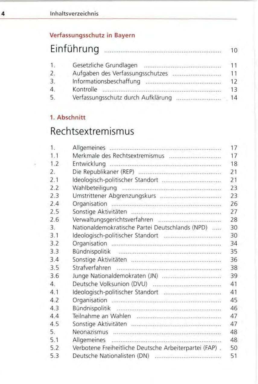 Seite 4 des Verfassungsschutzbericht 1996 Bayern