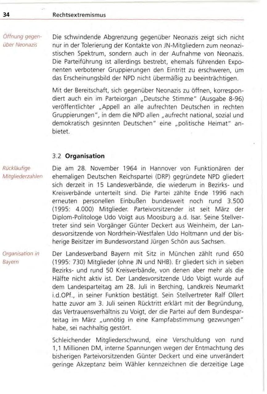 Seite 34 des Verfassungsschutzbericht 1996 Bayern