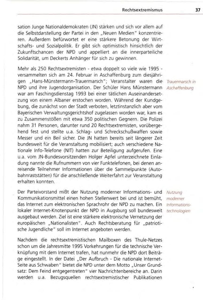 Seite 37 des Verfassungsschutzbericht 1996 Bayern