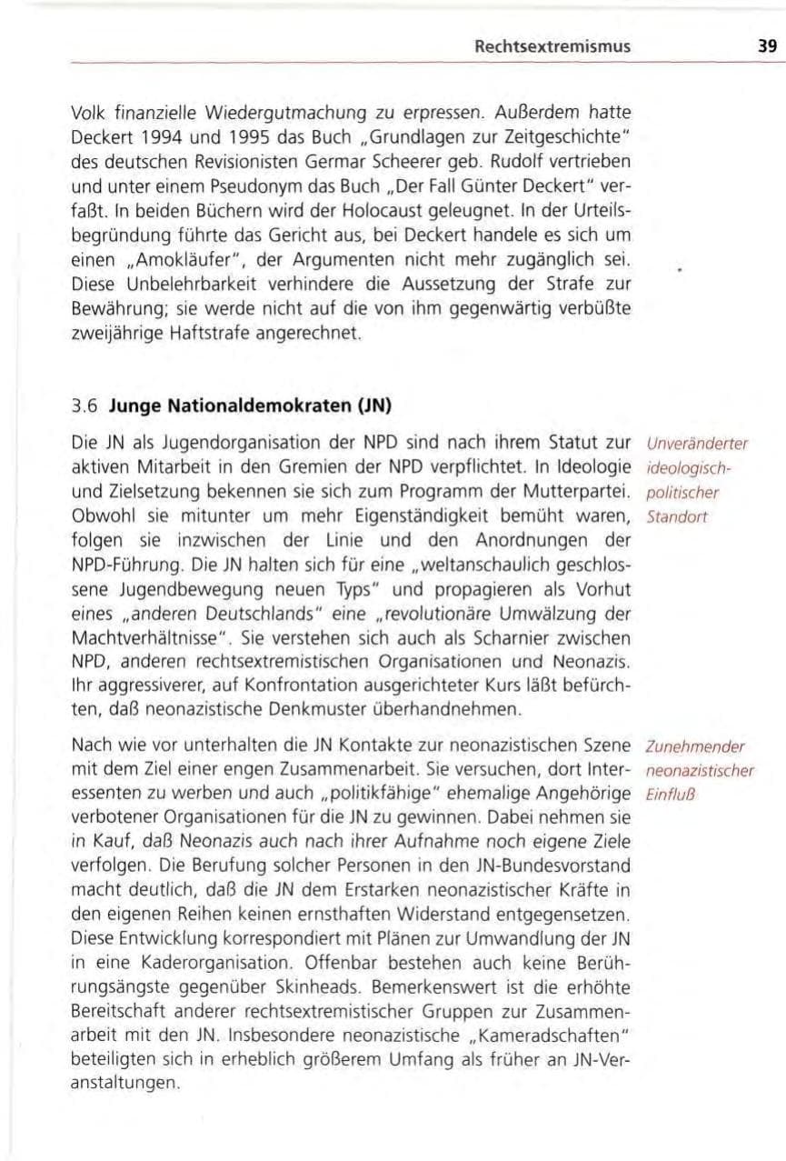 Seite 39 des Verfassungsschutzbericht 1996 Bayern